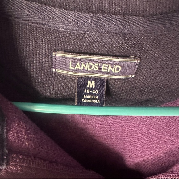 Mens Lands End Size Medium Purple Quarter Zip Pullover - Picture 3 of 6